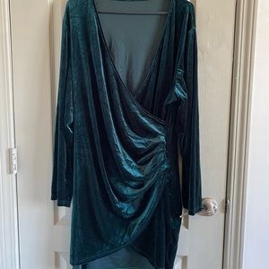 COPY - Green Velvet Wrap Dress